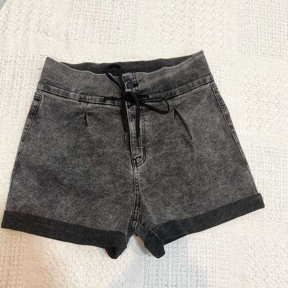 Sincerely Jules 9 29 high rise paperbag cuffed stonewash shorts SH 3019 - Picture 10 of 12